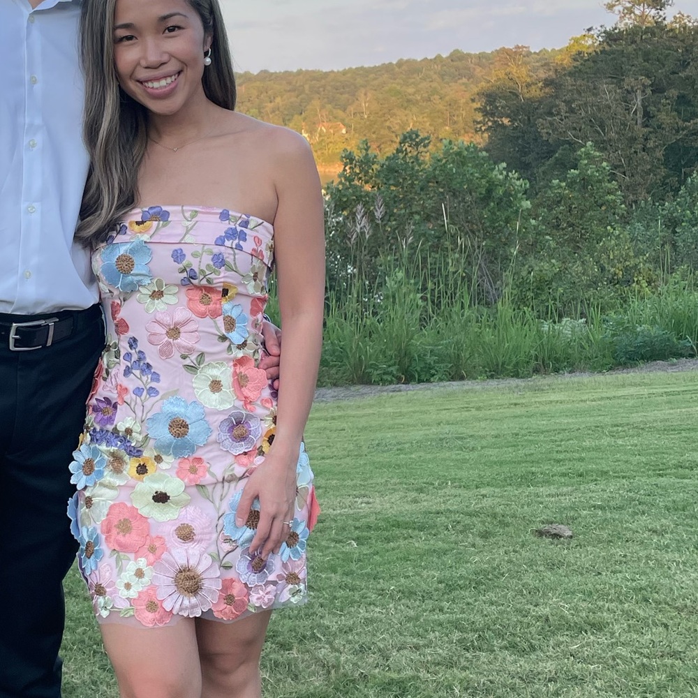 Multicolor mini 3D floral dress